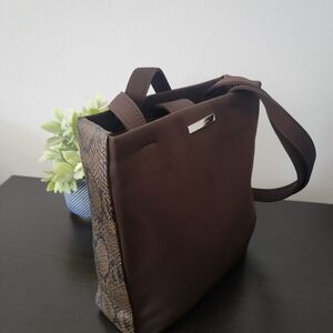 Nine West Brown and Snakeskin Tote Bag